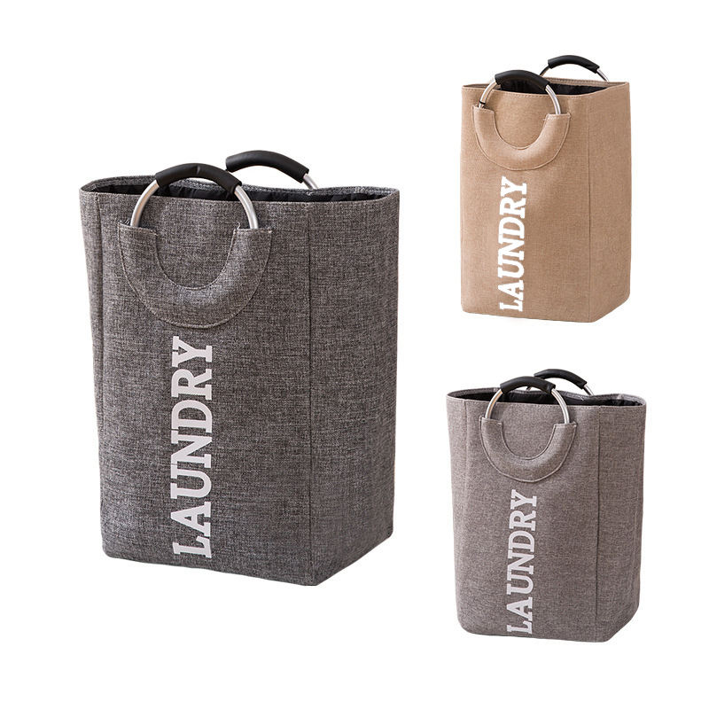 Folding Collapsible Cotton Laundry Hamper Basket Lightweight Durable Storage 50x32x25CM
