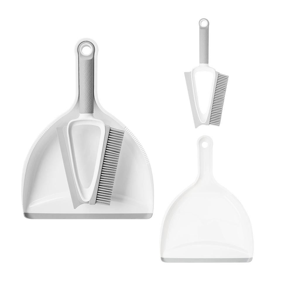 Cleanhome Compact Mini Broom with Dustpan Set TPE Rubber Lip Tabletop Countertop Sweeper Clip on Storage Hanging Kitchen