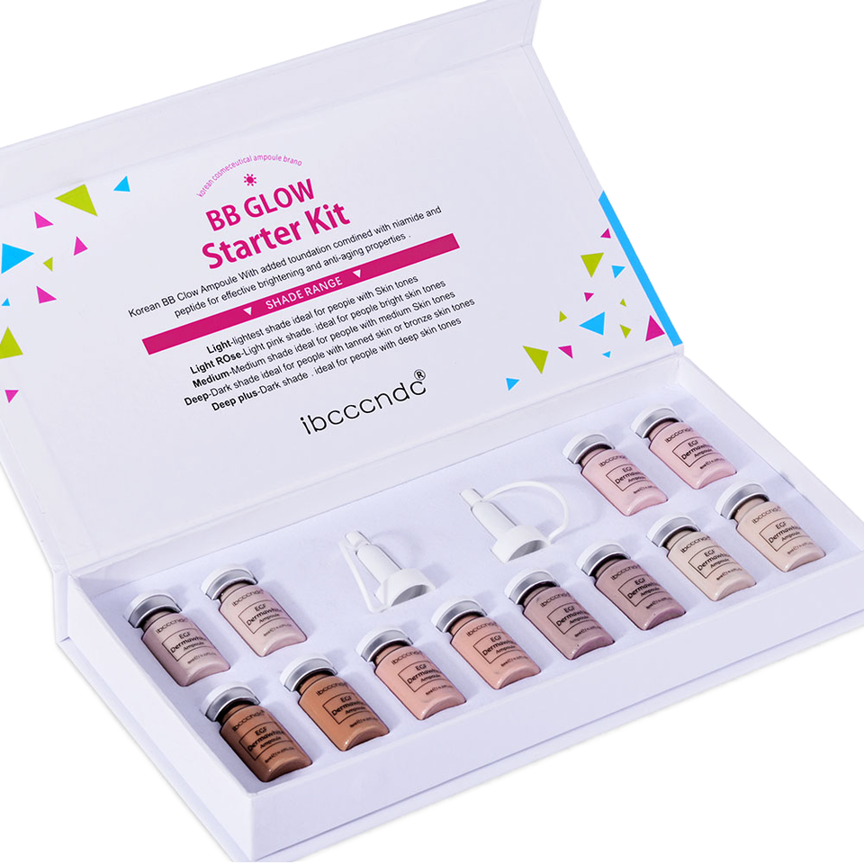 OEM Korean Derma Pen Serum Kit 8ml X 12 Vials BB Cream Meso Serum Foundation Dark Skin Tone Whitening Liquid Skin Booster Kit