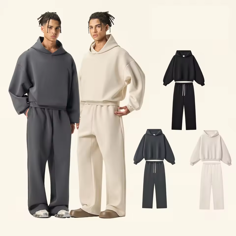 Custom Printing Blank Men's Hoodie Sporty Oversized Tracksuit Baggy Jogging Sweatsuit Hooded Sweater and Pants Set