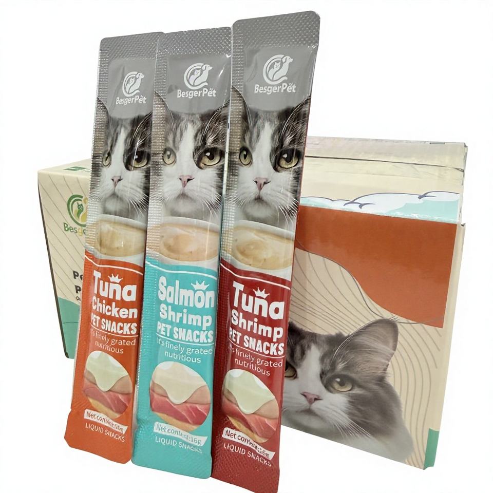 Factory Supplier 15g Cat Lickable Treats OEM ODM Natural Tuna Salmon Chicken Wet Cat Food Creamy Cat Snacks Wholesale