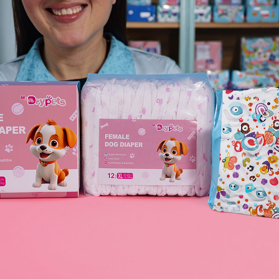 Factory Custom Disposable Dog Diapers Cotton Breathable Printed with 3D Leak Prevention for Dogs & Cats OEM/ODM 10Pcs/Bag