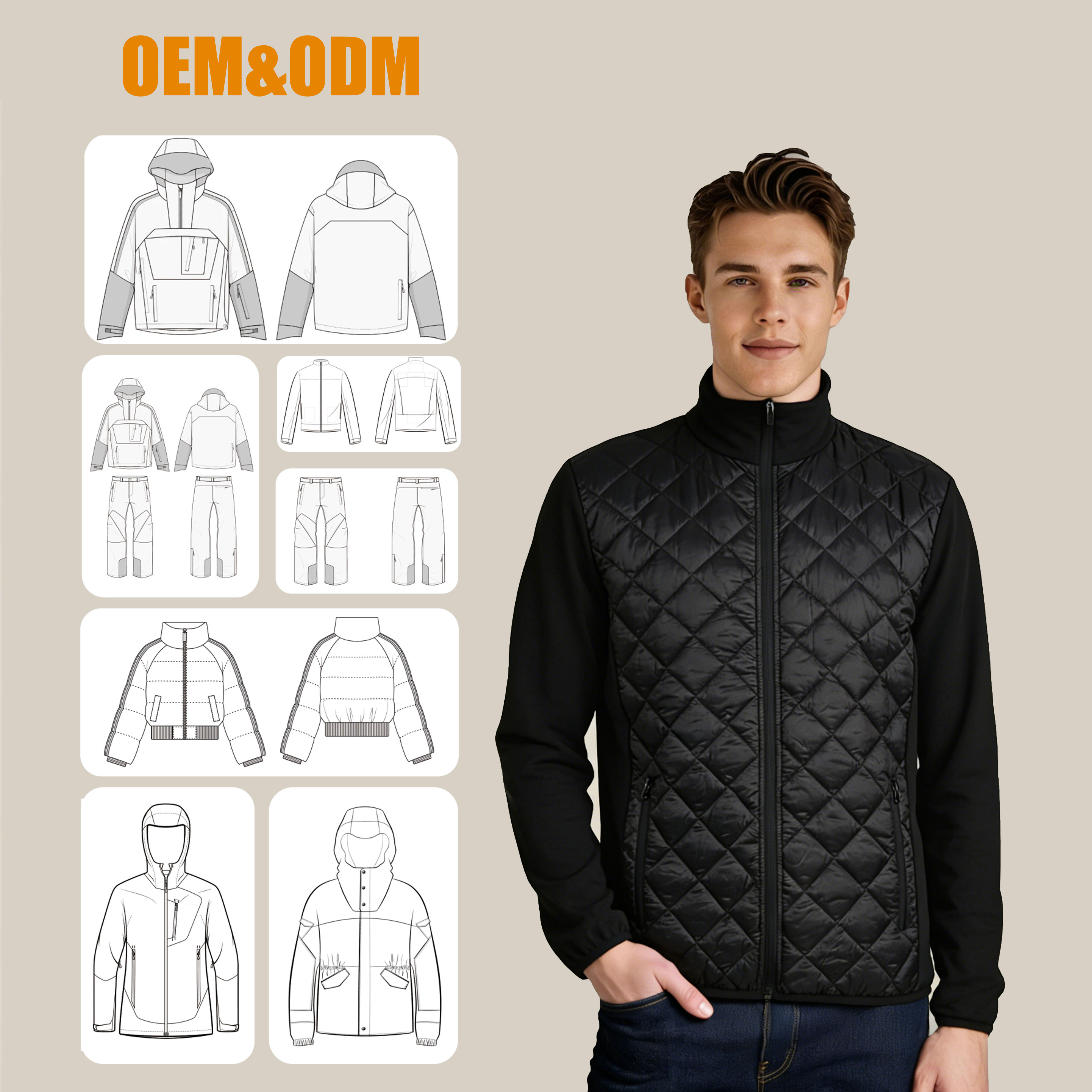 Men Casual Hybrid Padded Jacket Winter Coat