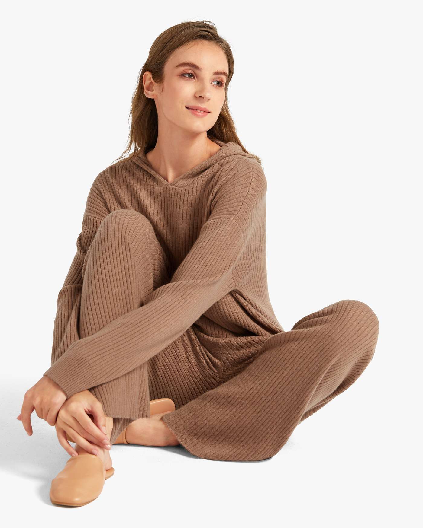 Women's cashmere knitted two-piece sweater + pants set